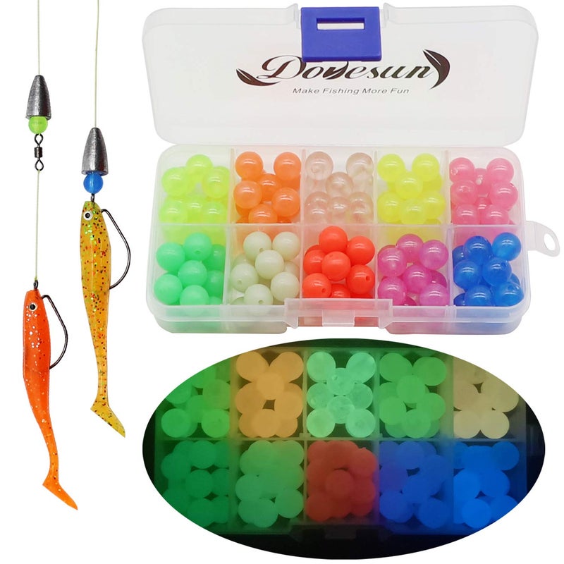 Dovesun Fishing Beads Assorted Beads Fishing Bait Eggs 10 Colors A-Glow in Dark 0.39in(120pcs) - Image 1